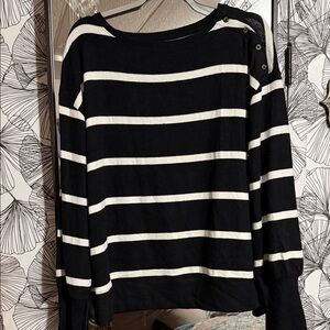 Sonoma Black and White Striped Sweatshirt